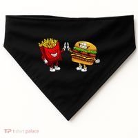 Cute Hamburger Art  Hamburger French USA-Made Doggie Bandana thumb 0