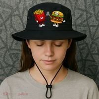 Cute Hamburger Art  Hamburger French Bucket Hat thumb 3