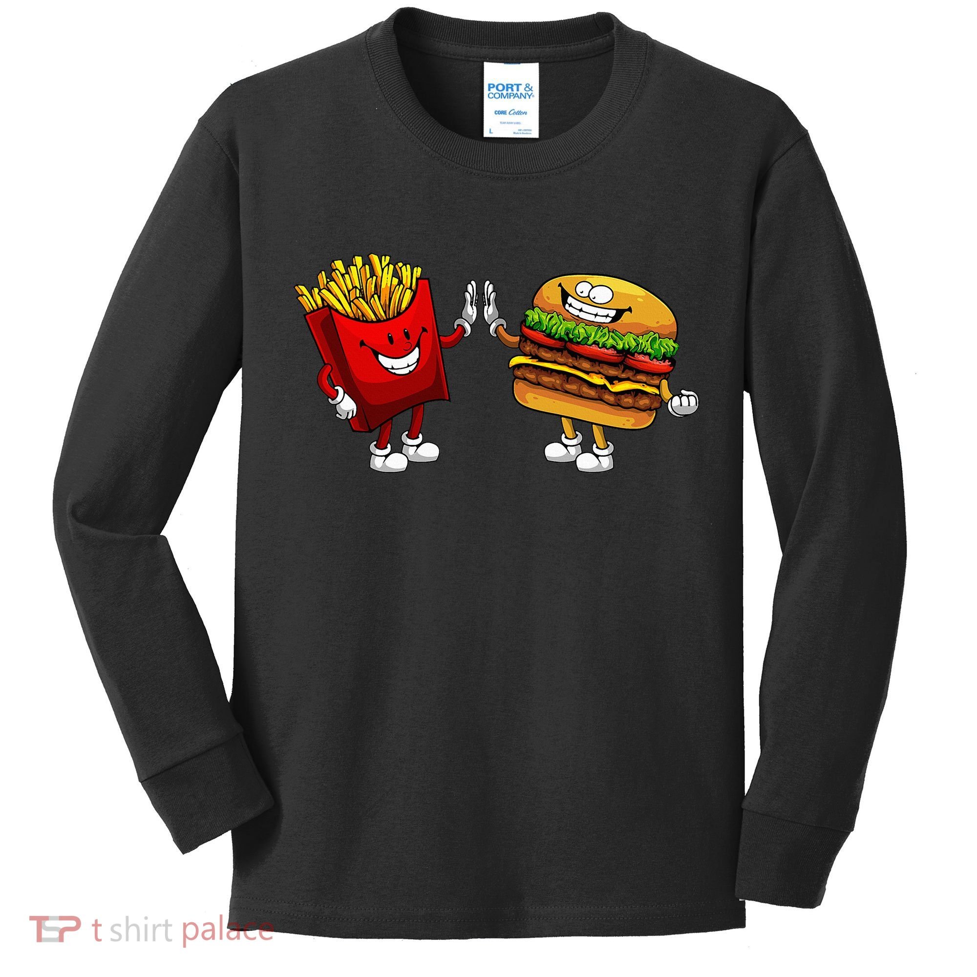 Cute Hamburger Art  Hamburger French Kids Long Sleeve Shirt
