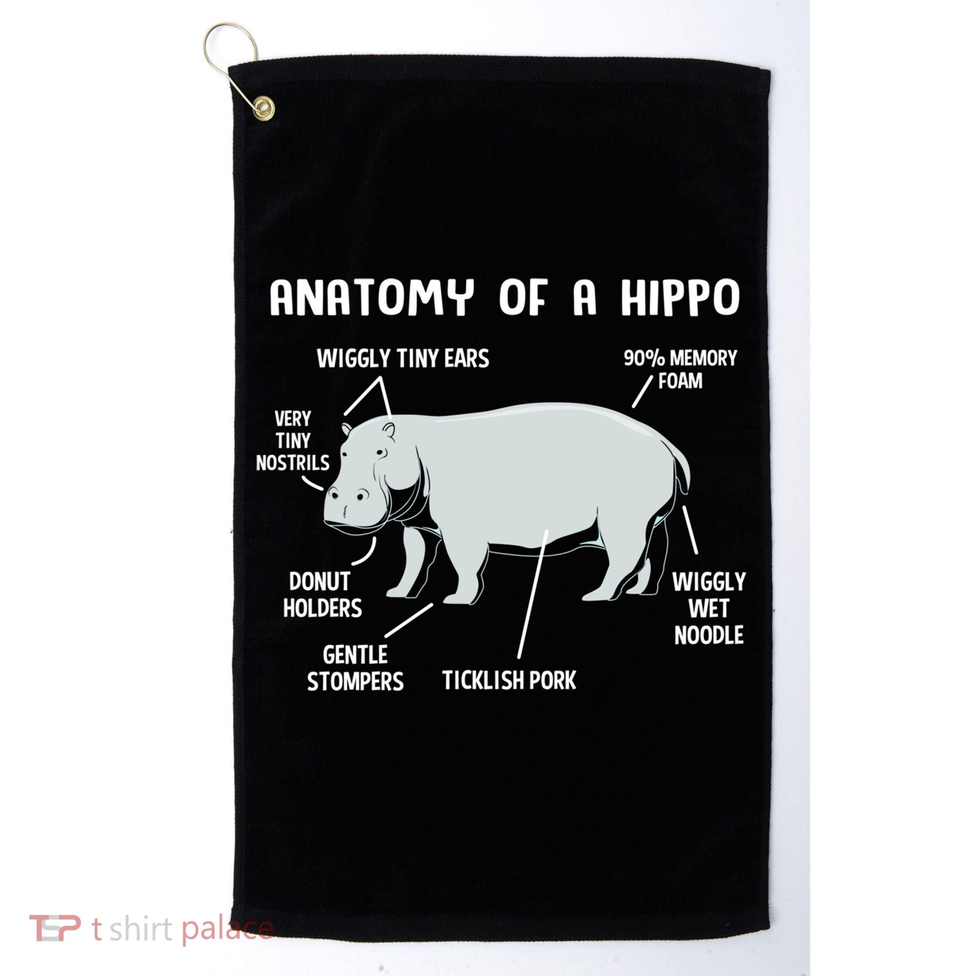 Cute Hippopotamus Anatomy Of A Hippo For Cool Gift Golf Towel
