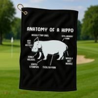 Cute Hippopotamus Anatomy Of A Hippo For Cool Gift Golf Towel thumb 1