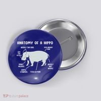 Cute Hippopotamus Anatomy Of A Hippo For Cool Gift Button thumb 0