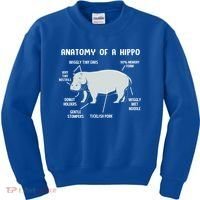 Cute Hippopotamus Anatomy Of A Hippo For Cool Gift Kids Sweatshirt thumb 0