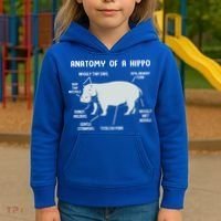 Cute Hippopotamus Anatomy Of A Hippo For Cool Gift Kids Hoodie thumb 3