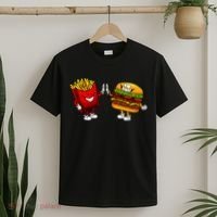 Cute Hamburger Art Women Hamburger French Fries Lovers T-Shirt thumb 2