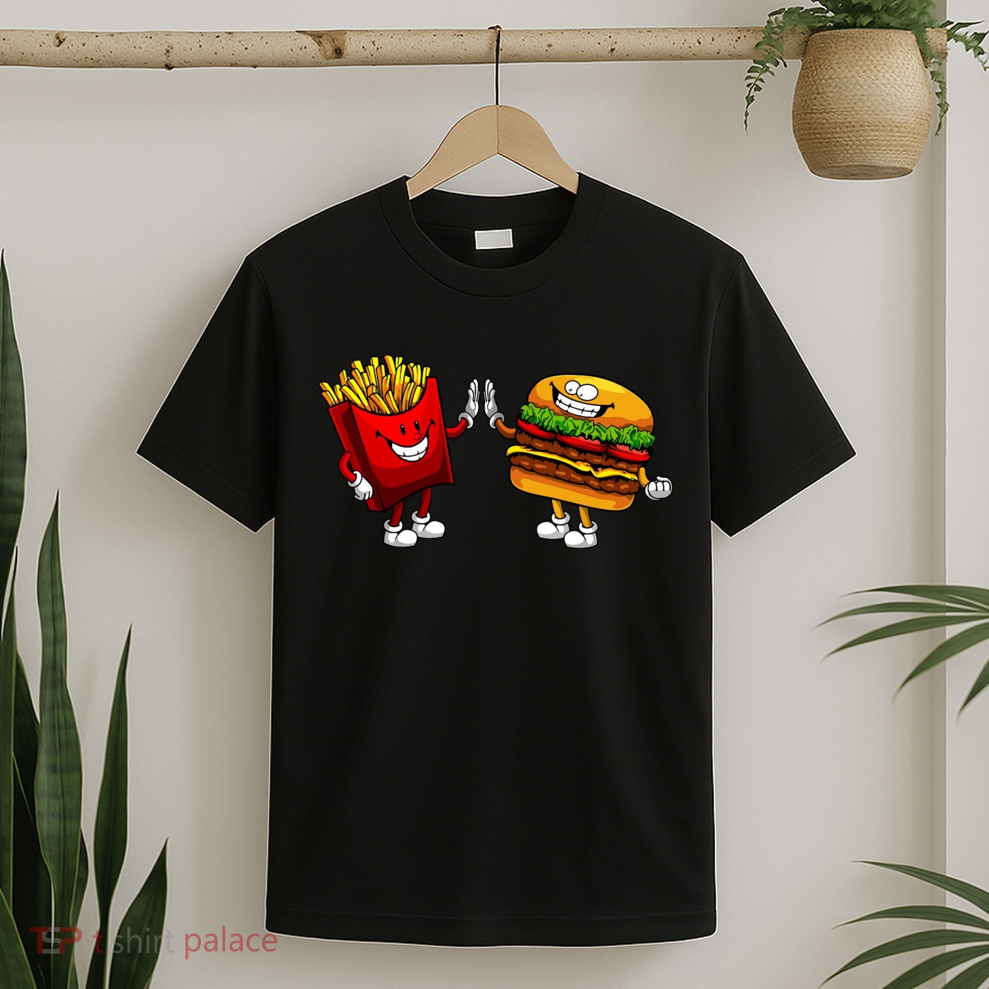 Cute Hamburger Art Women Hamburger French Fries Lovers T-Shirt