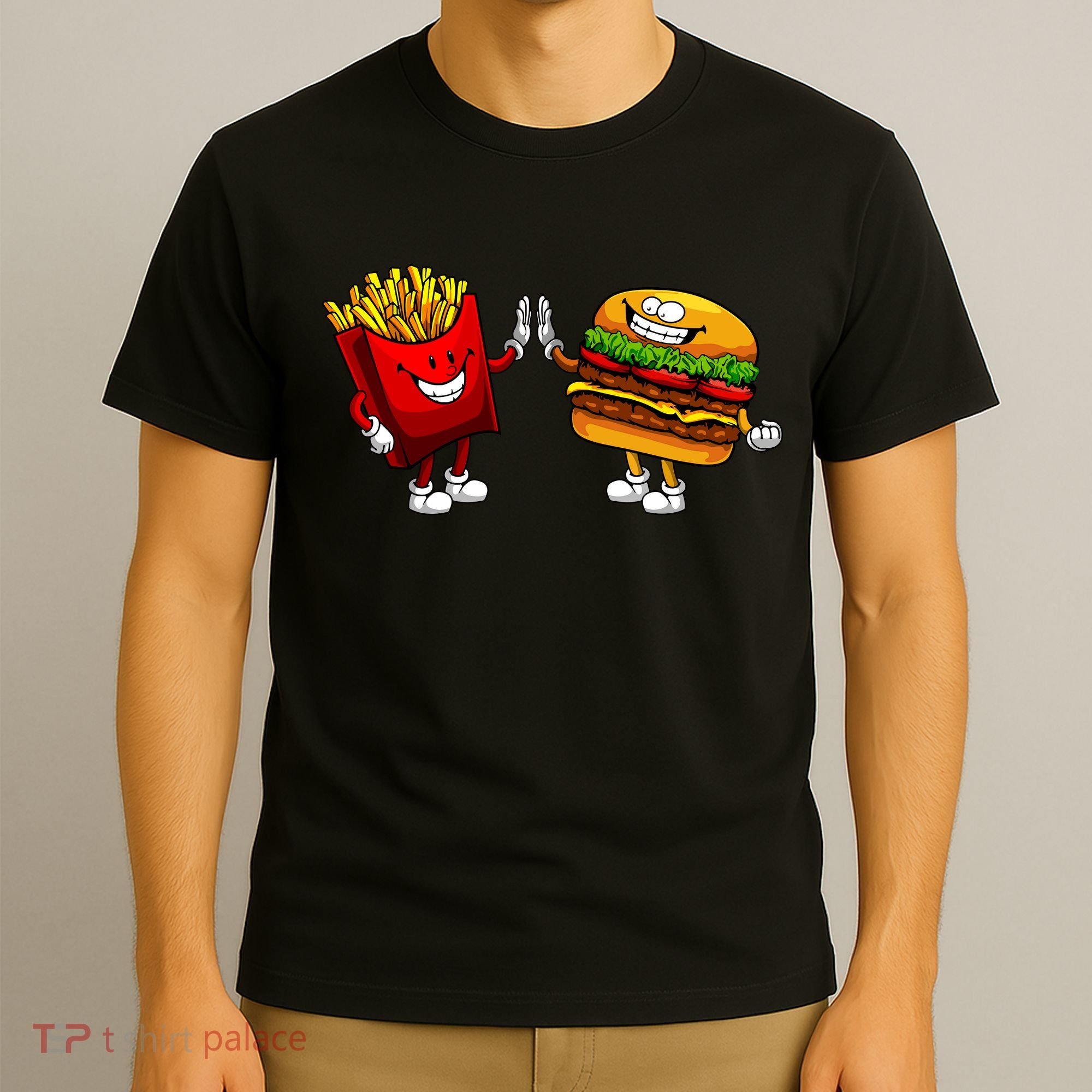 Cute Hamburger Art Women Hamburger French Fries Lovers T-Shirt