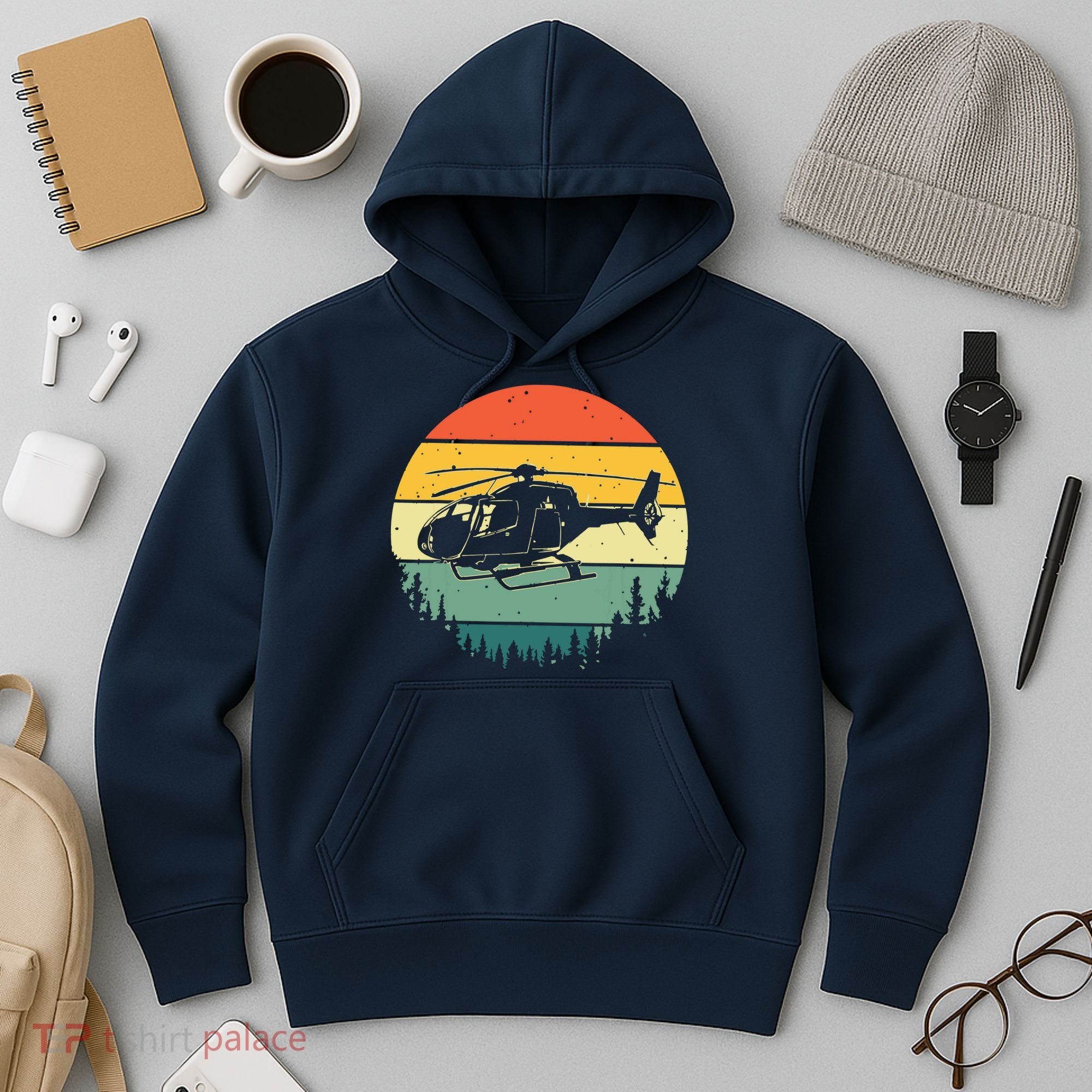 Cute Helicopter Art For Men Women Aviator Helicopter Pilot Hoodie