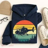 Cute Helicopter Art For Men Women Aviator Helicopter Pilot Hoodie thumb 4