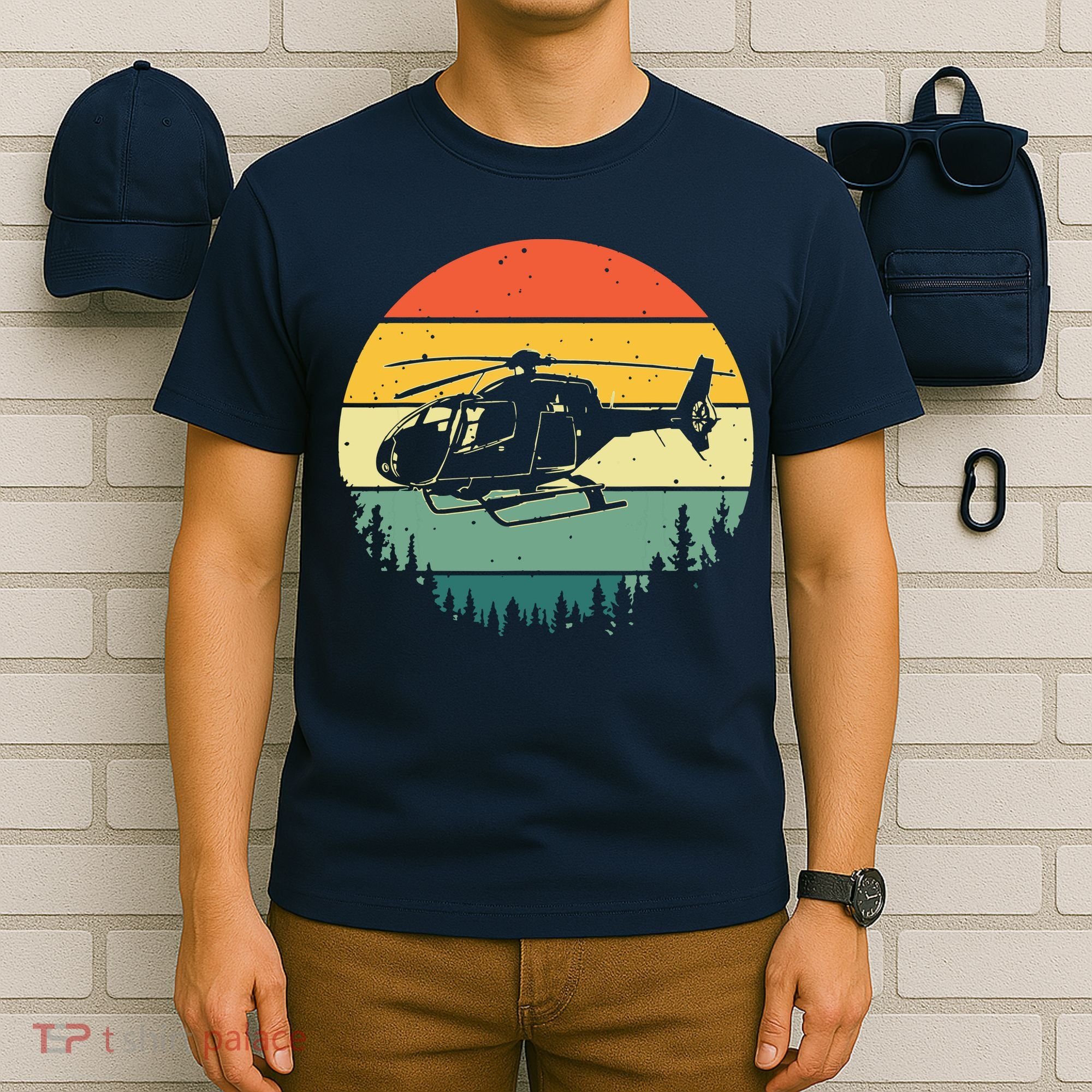 Cute Helicopter Art For Men Women Aviator Helicopter Pilot T-Shirt