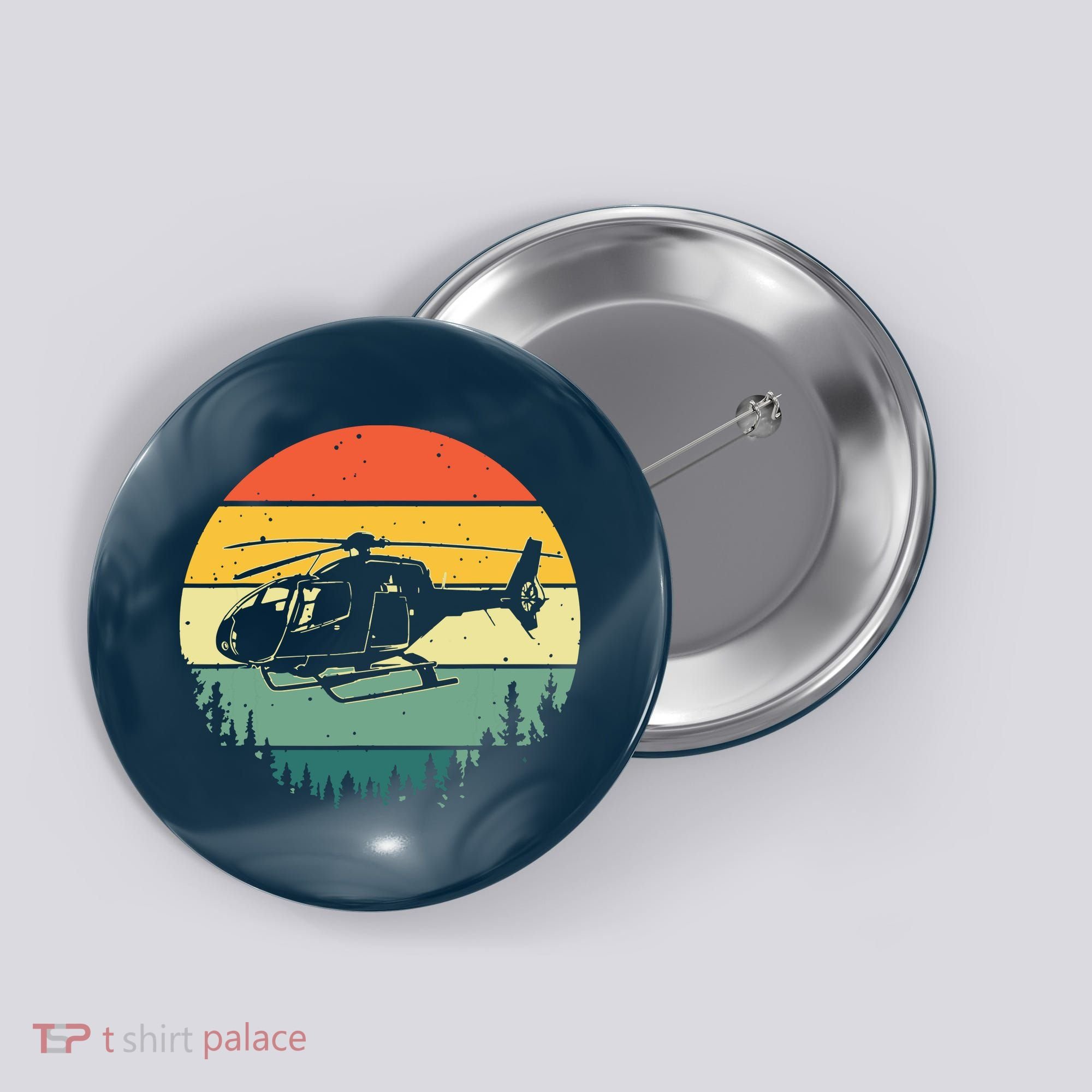 Cute Helicopter Art For Men Women Aviator Helicopter Pilot Button