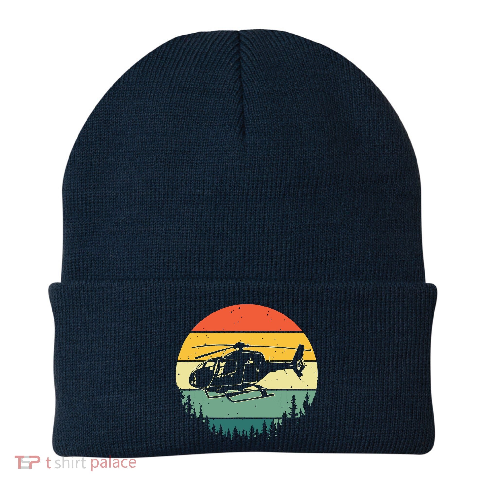 Cute Helicopter Art For Men Women Aviator Helicopter Pilot Beanie