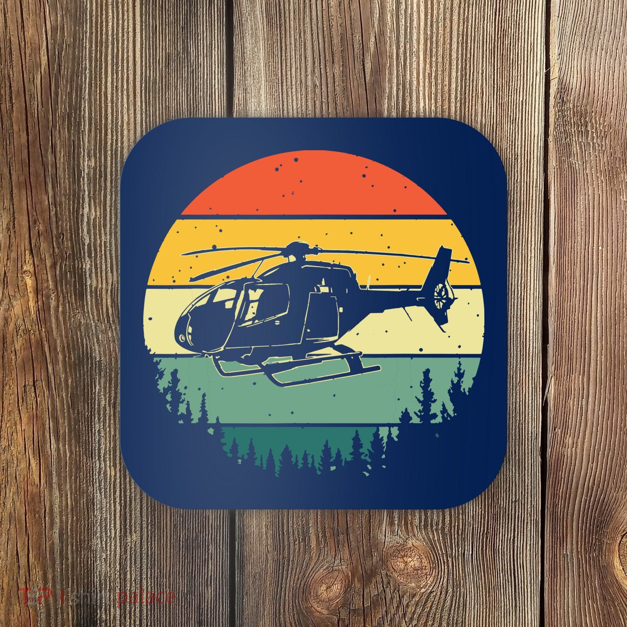 Cute Helicopter Art For Men Women Aviator Helicopter Pilot Coaster