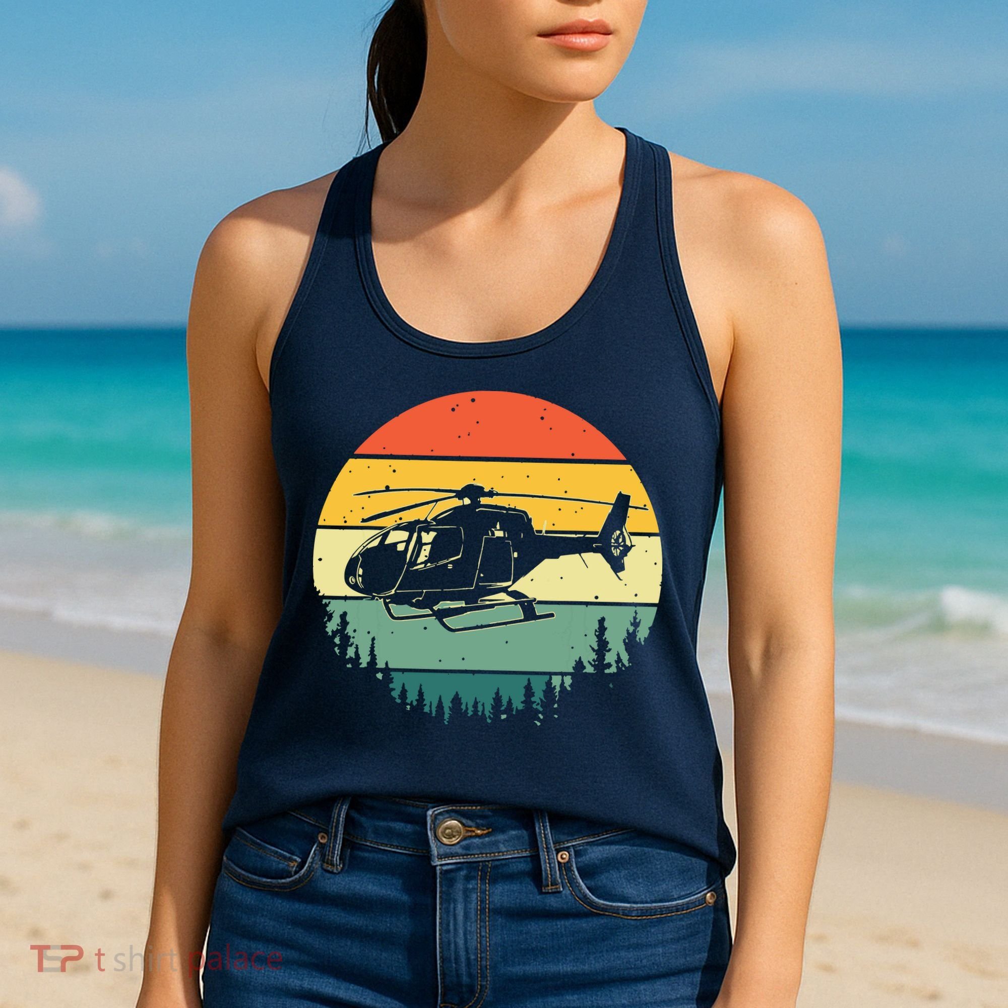 Cute Helicopter Art For Men Women Aviator Helicopter Pilot Women's Tank Top