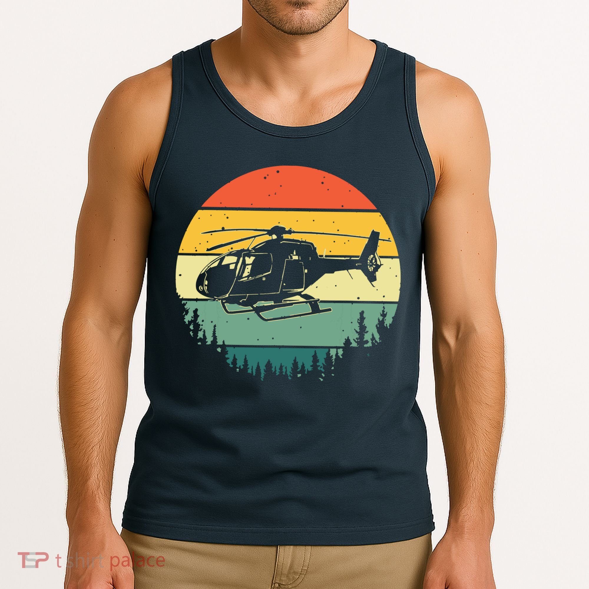 Cute Helicopter Art For Men Women Aviator Helicopter Pilot Tank Top