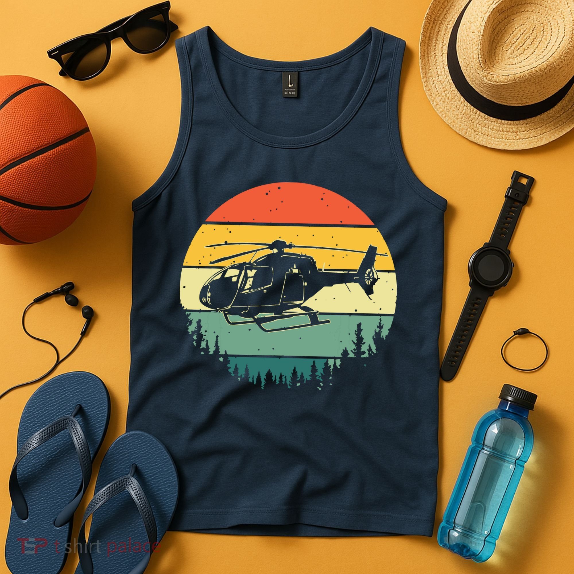 Cute Helicopter Art For Men Women Aviator Helicopter Pilot Tank Top