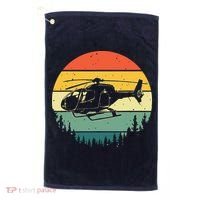 Cute Helicopter Art For Men Women Aviator Helicopter Pilot Golf Towel thumb 0