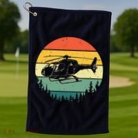 Cute Helicopter Art For Men Women Aviator Helicopter Pilot Golf Towel thumb 1