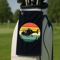 Cute Helicopter Art For Men Women Aviator Helicopter Pilot Golf Towel thumb 2