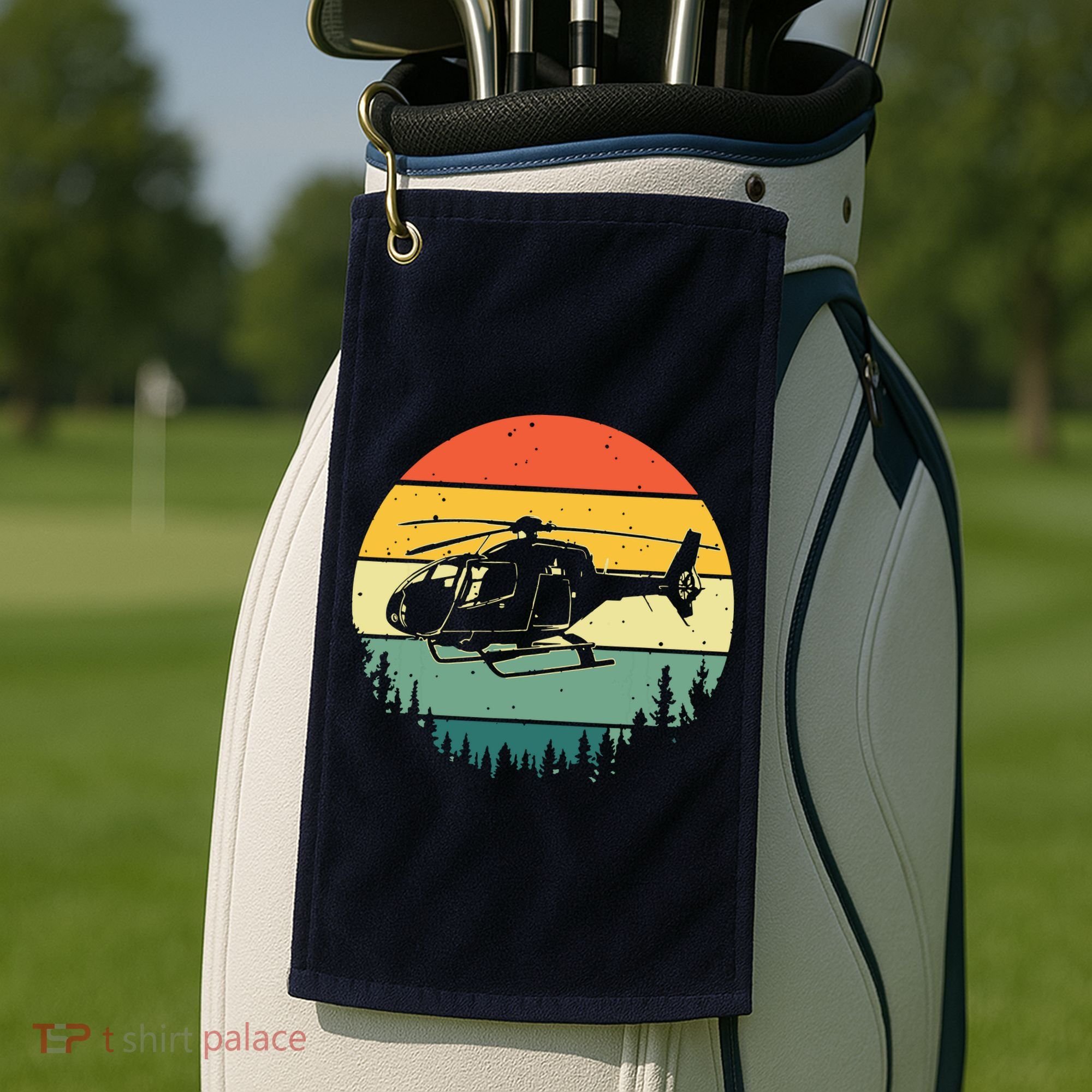 Cute Helicopter Art For Men Women Aviator Helicopter Pilot Golf Towel
