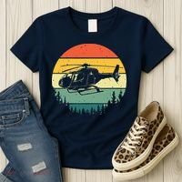 Cute Helicopter Art For Men Women Aviator Helicopter Pilot Women's T-Shirt thumb 3