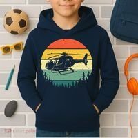 Cute Helicopter Art For Men Women Aviator Helicopter Pilot Kids Hoodie thumb 2