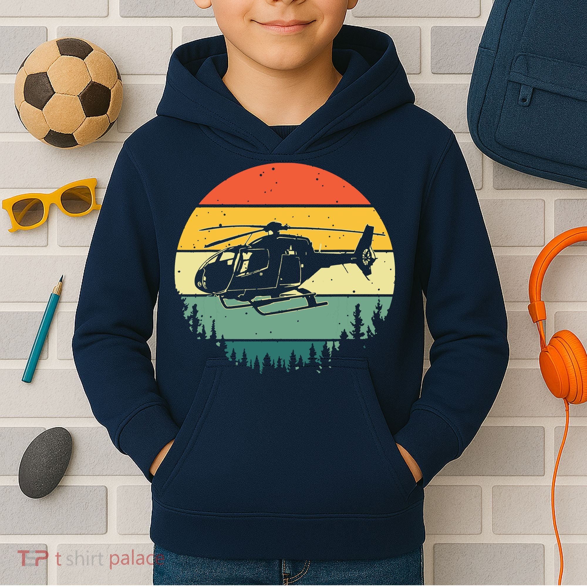 Cute Helicopter Art For Men Women Aviator Helicopter Pilot Kids Hoodie