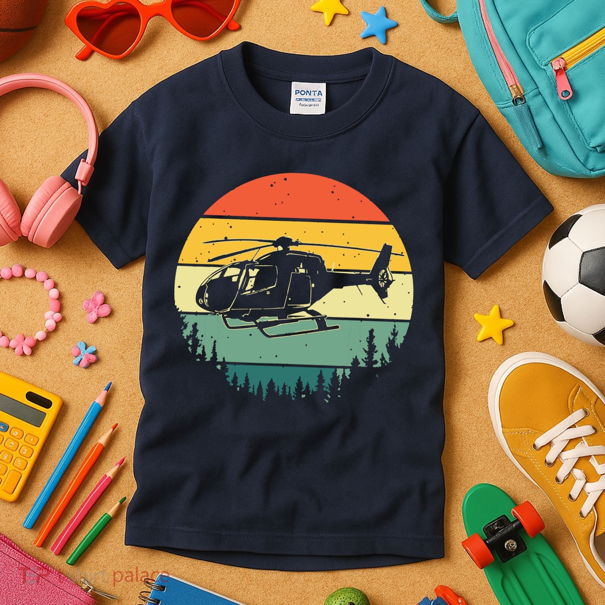 Cute Helicopter Art For Men Women Aviator Helicopter Pilot Kids T-Shirt