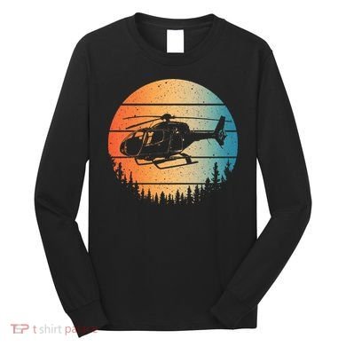 Cute Helicopter Art Aviator Helicopter Pilot Long Sleeve Shirt