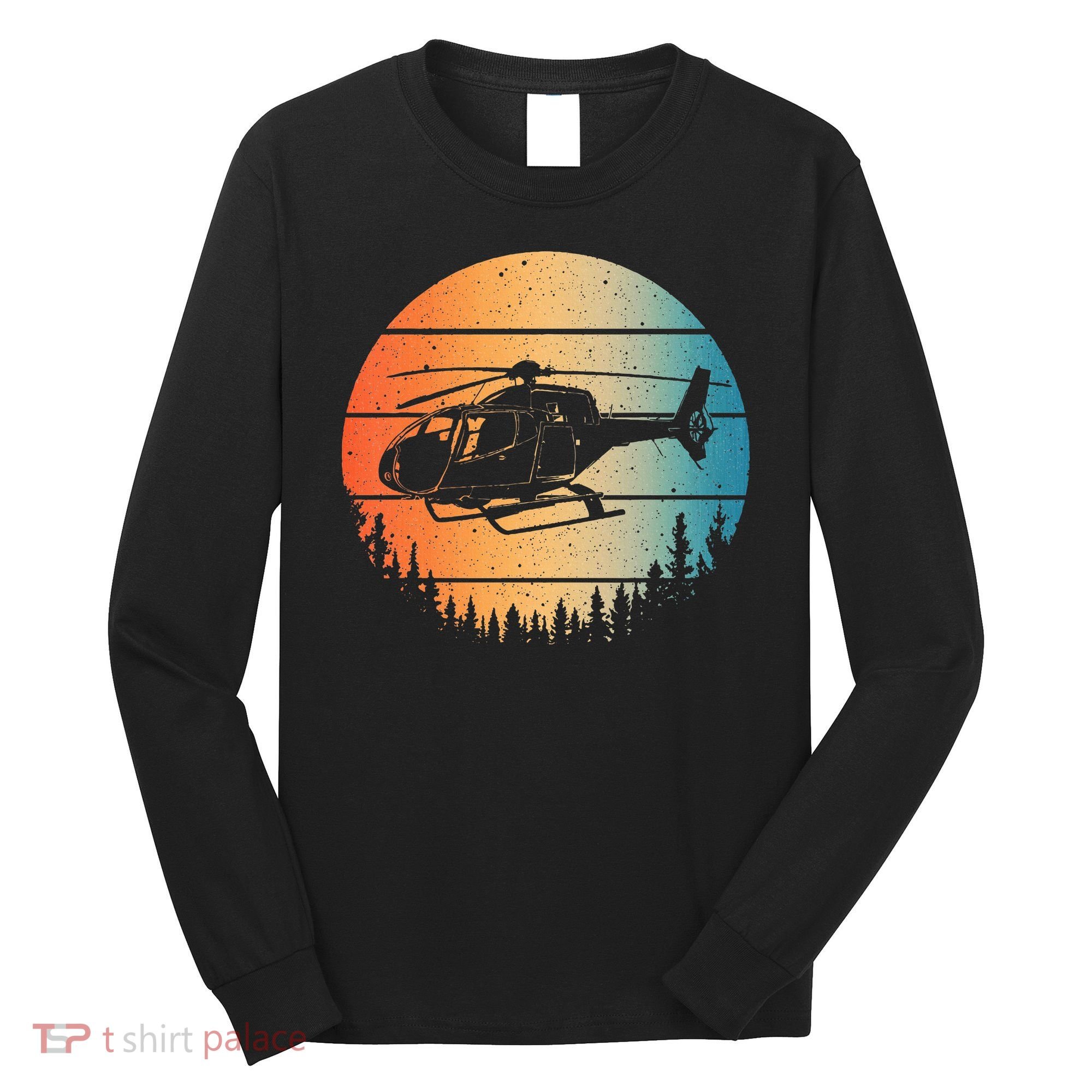 Cute Helicopter Art Aviator Helicopter Pilot Long Sleeve Shirt