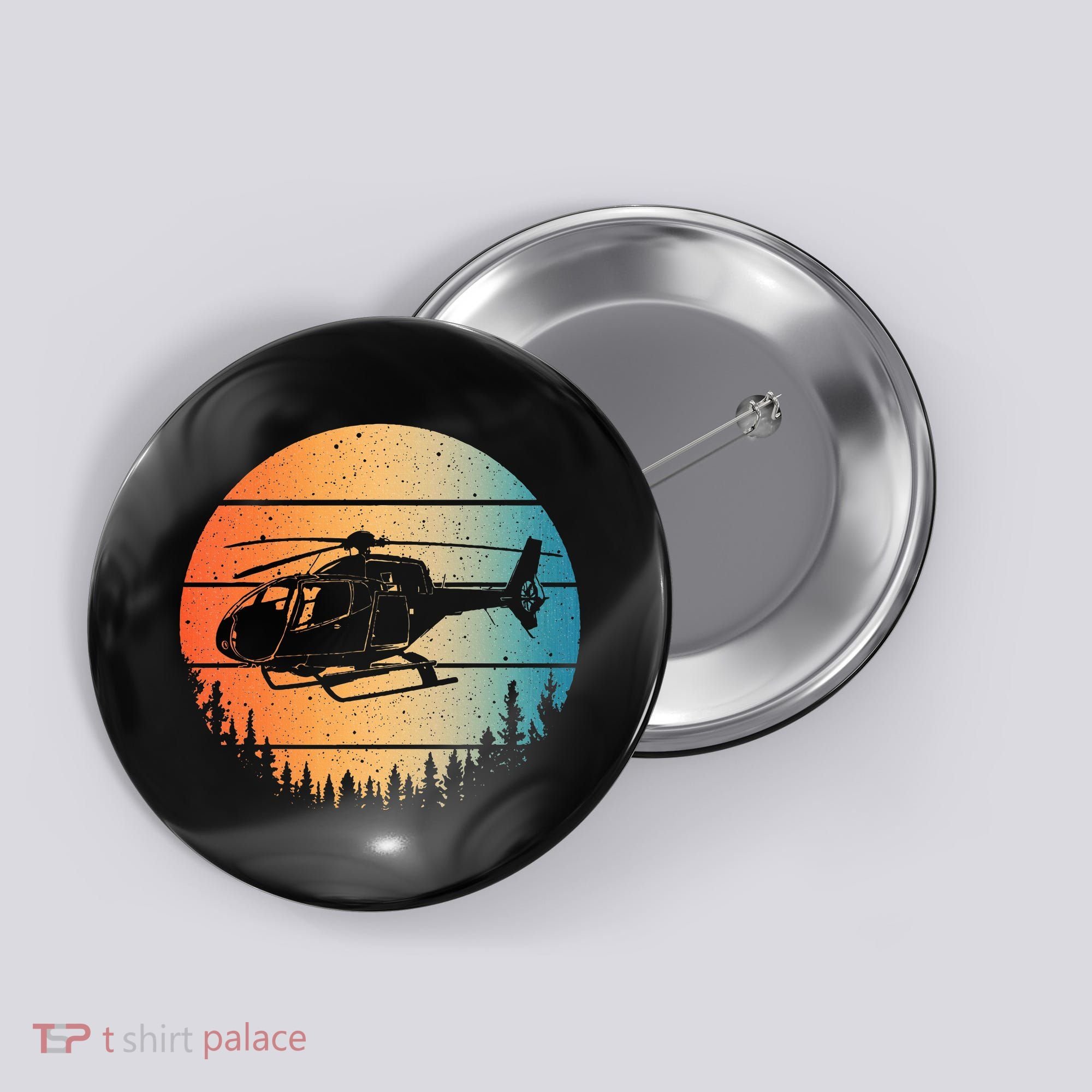 Cute Helicopter Art Aviator Helicopter Pilot Button