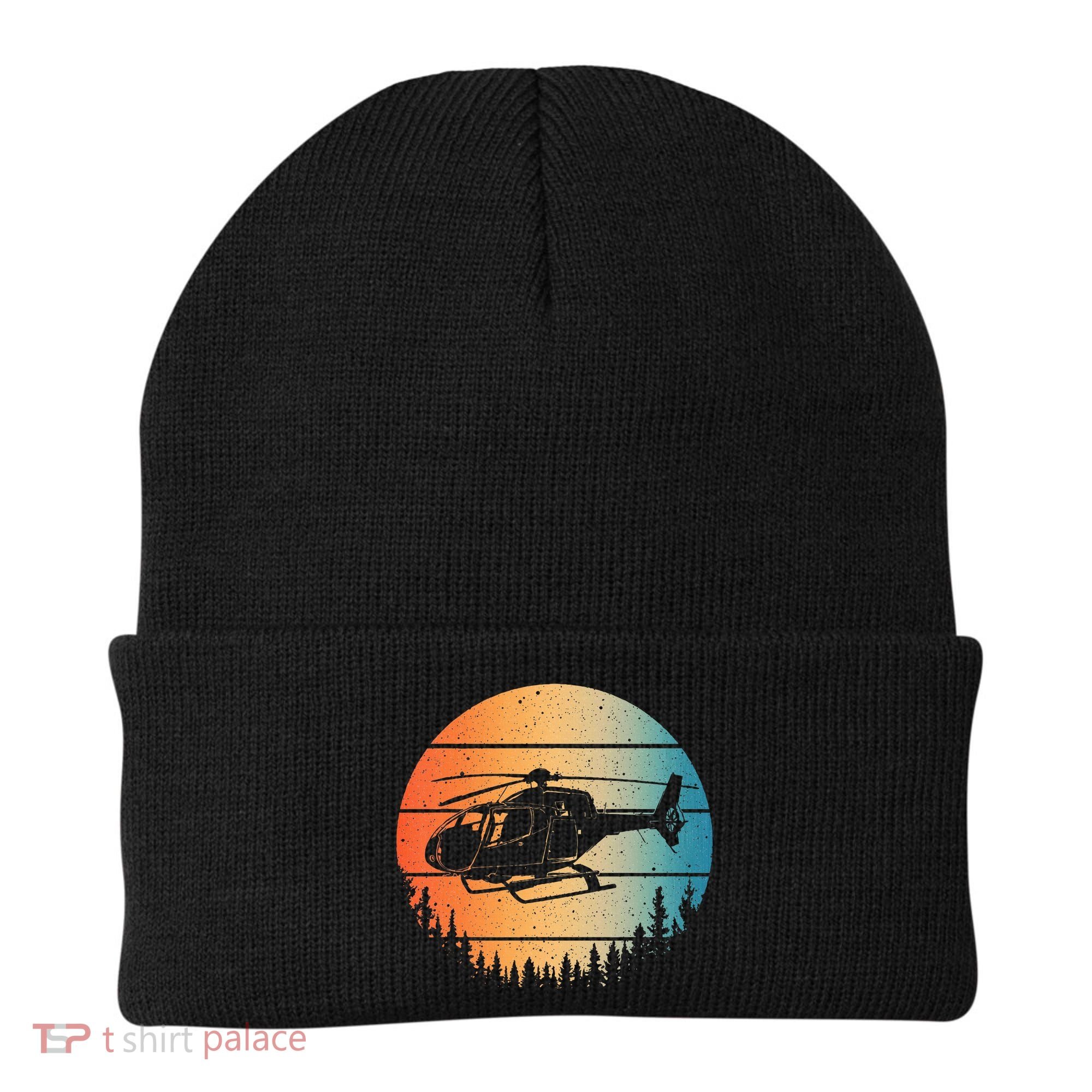 Cute Helicopter Art Aviator Helicopter Pilot Beanie