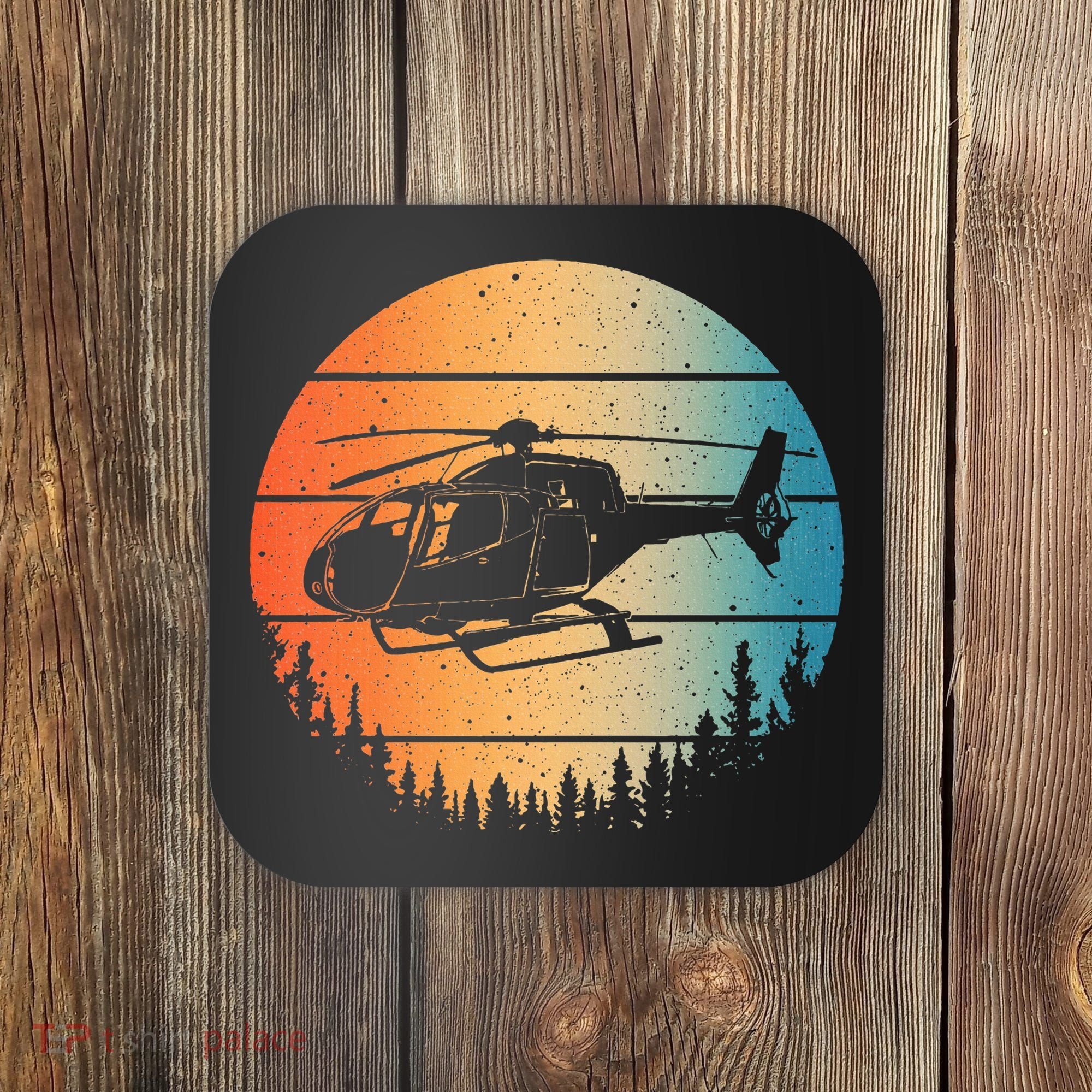 Cute Helicopter Art Aviator Helicopter Pilot Coaster