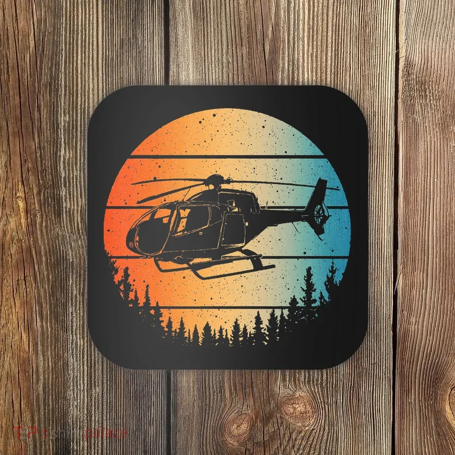 Cute Helicopter Art Aviator Helicopter Pilot Coaster