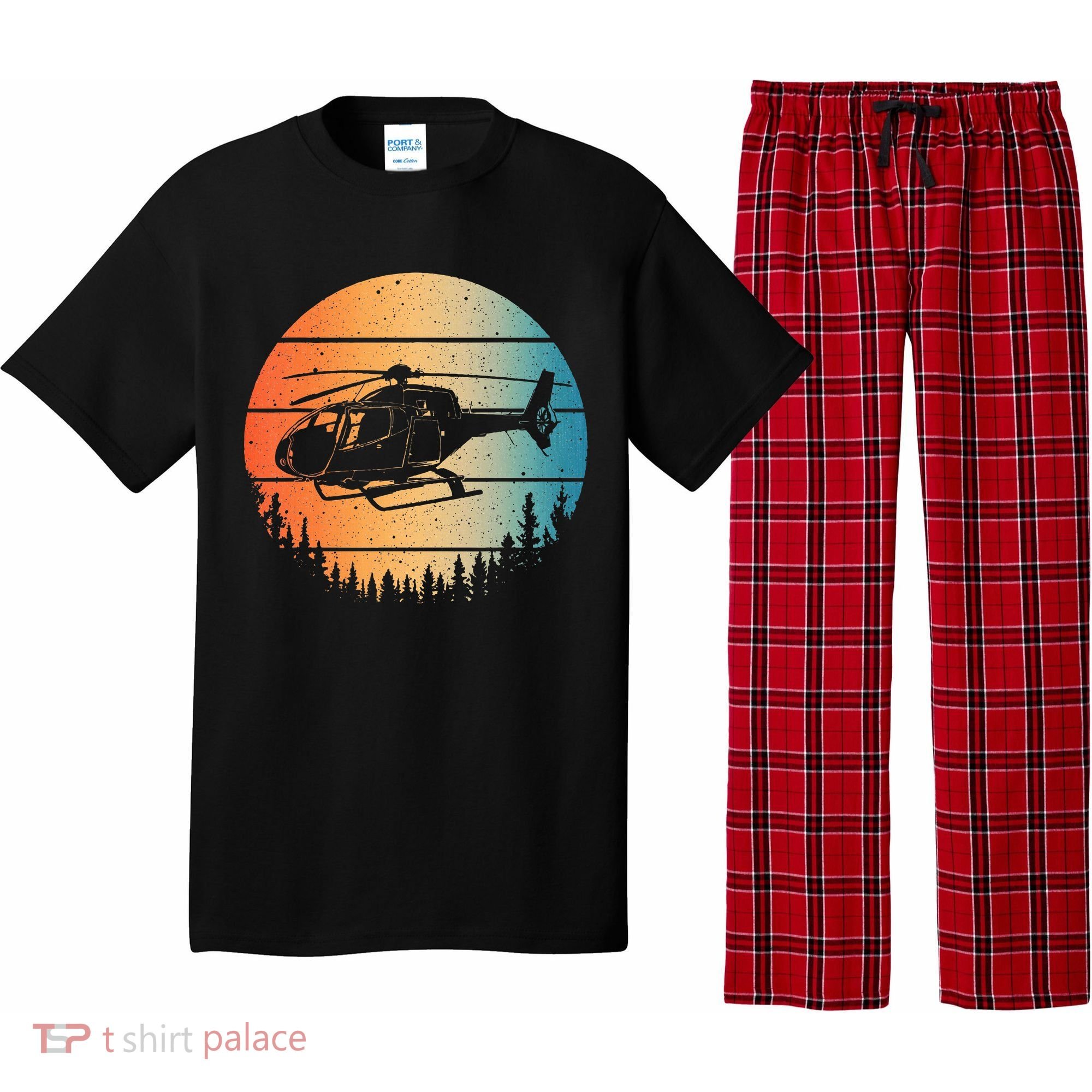 Cute Helicopter Art Aviator Helicopter Pilot Pajama Set