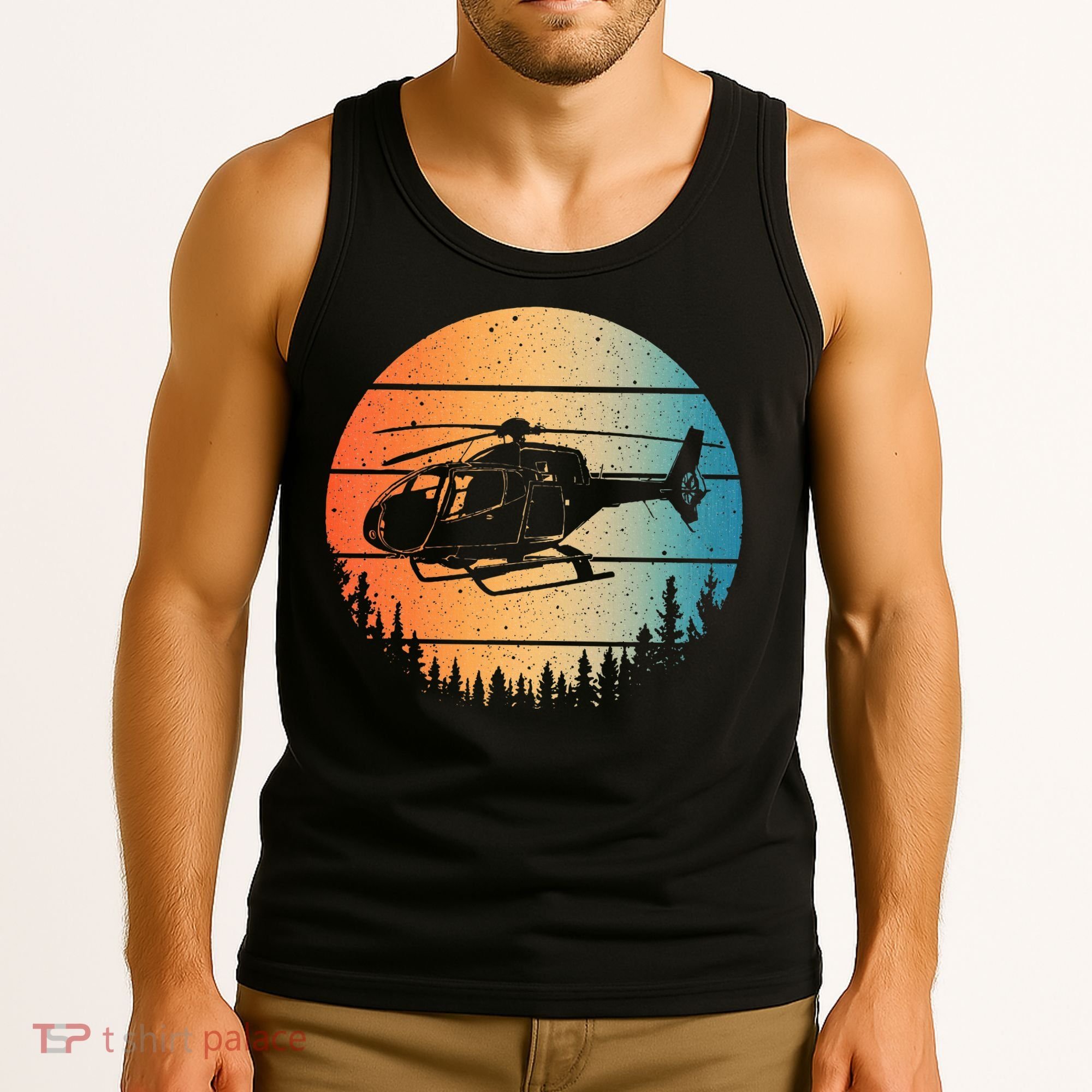 Cute Helicopter Art Aviator Helicopter Pilot Tank Top