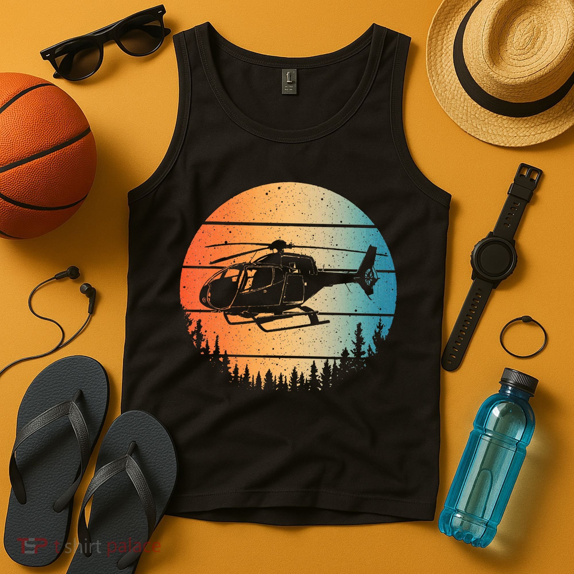 Cute Helicopter Art Aviator Helicopter Pilot Tank Top