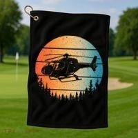 Cute Helicopter Art Aviator Helicopter Pilot Golf Towel thumb 1