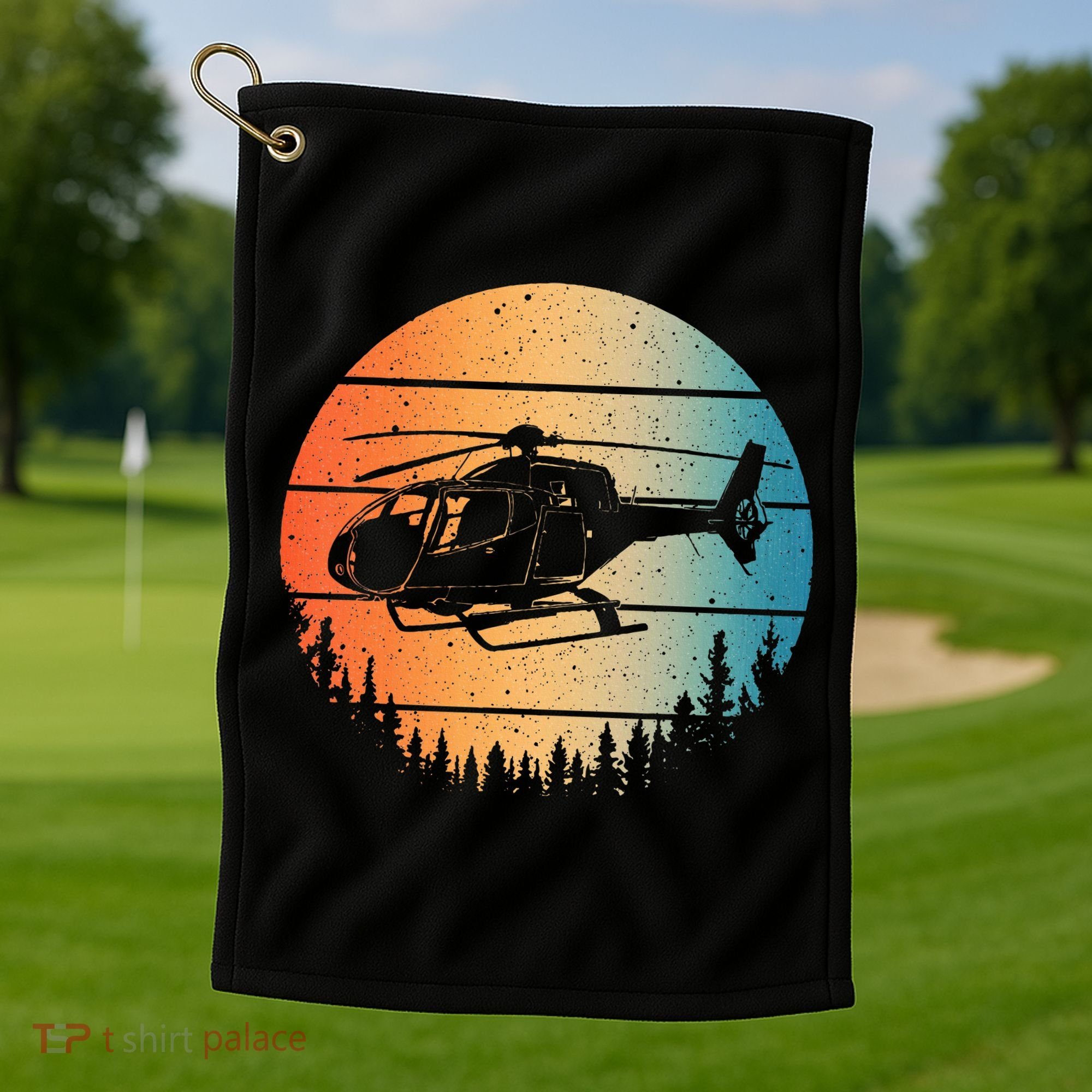 Cute Helicopter Art Aviator Helicopter Pilot Golf Towel