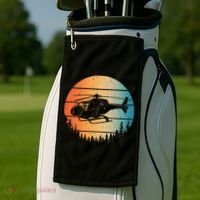 Cute Helicopter Art Aviator Helicopter Pilot Golf Towel thumb 2