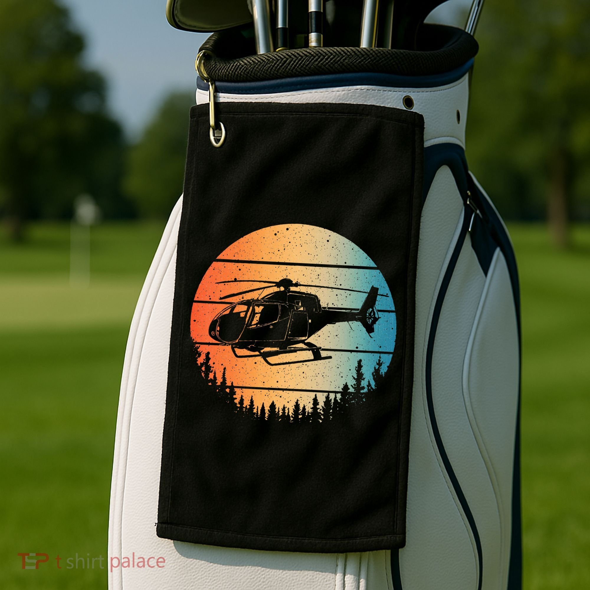 Cute Helicopter Art Aviator Helicopter Pilot Golf Towel