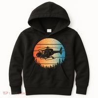 Cute Helicopter Art Aviator Helicopter Pilot Kids Hoodie thumb 0