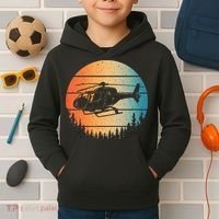 Cute Helicopter Art Aviator Helicopter Pilot Kids Hoodie thumb 2