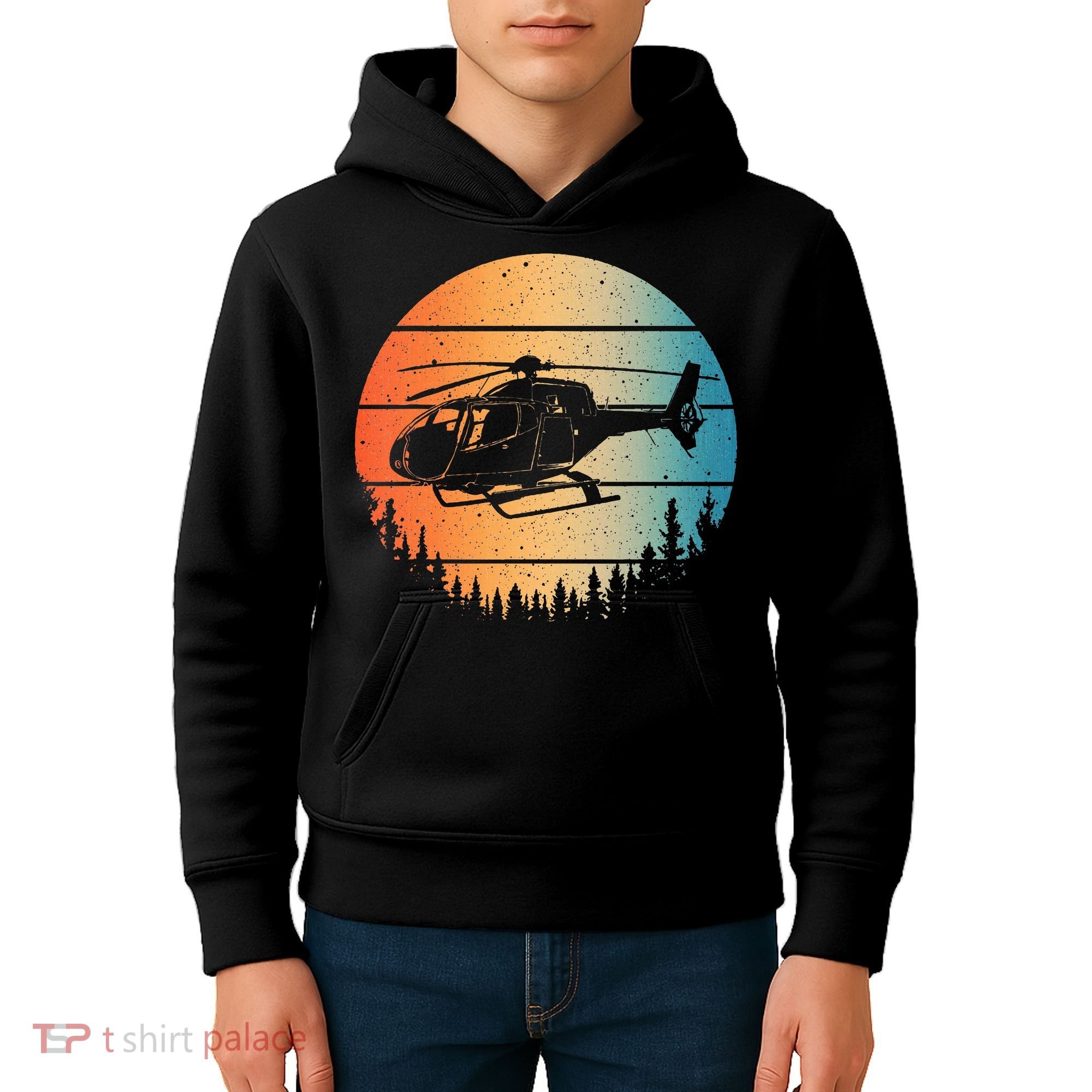 Cute Helicopter Art Aviator Helicopter Pilot Kids Hoodie