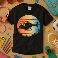 Cute Helicopter Art Aviator Helicopter Pilot Kids T-Shirt thumb 3