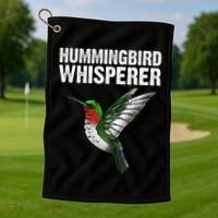 Cute Hummingbird Art Bird Watcher Bird Lover Golf Towel thumb 1