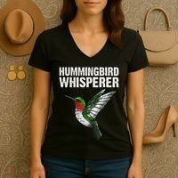 Cute Hummingbird Art Bird Watcher Bird Lover Women's V-Neck T-Shirt thumb 3