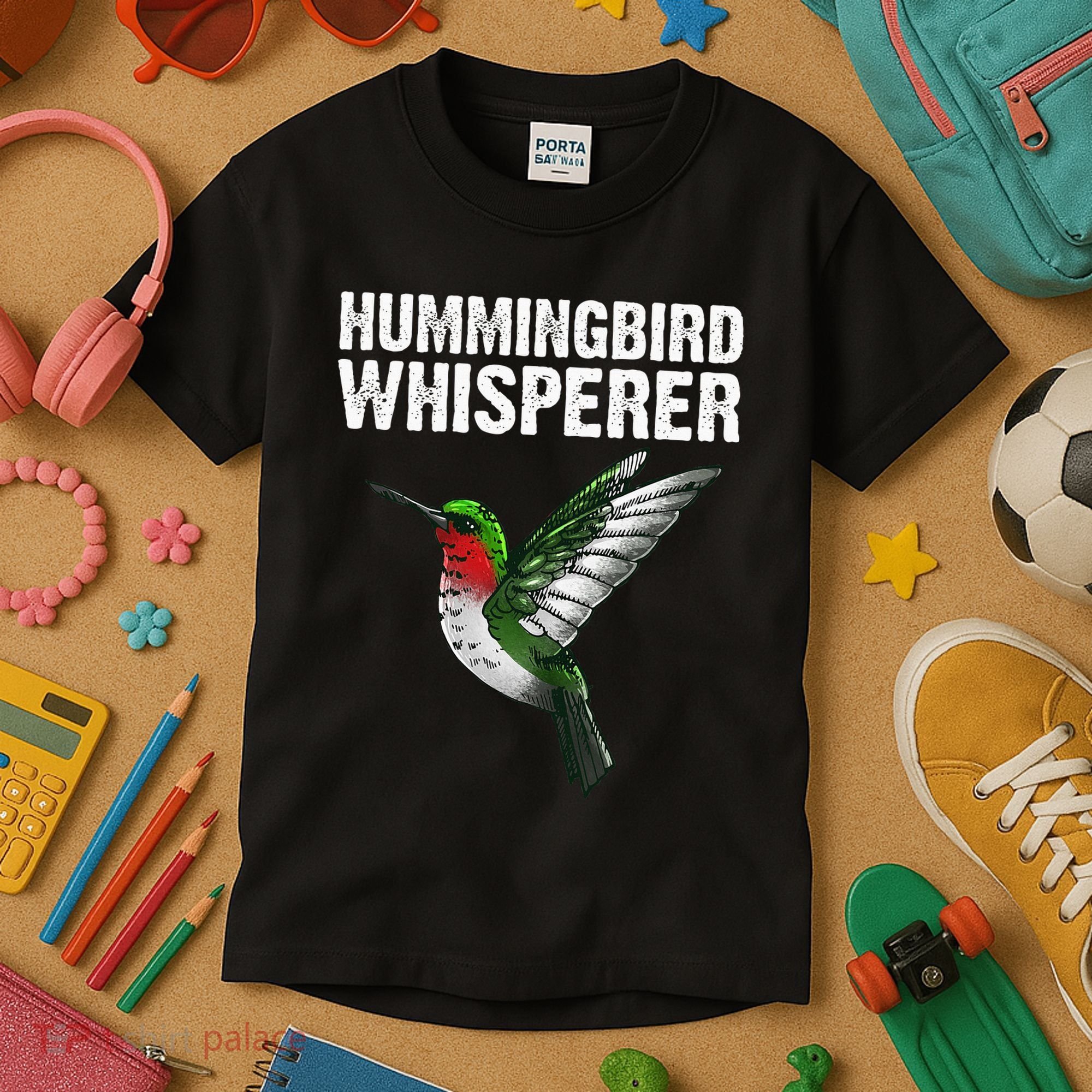 Cute Hummingbird Art Bird Watcher Bird Lover Kids T-Shirt