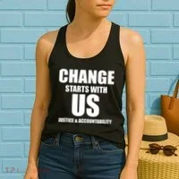 Change Starts With US Justice Peace Women's Tank Top thumb 2