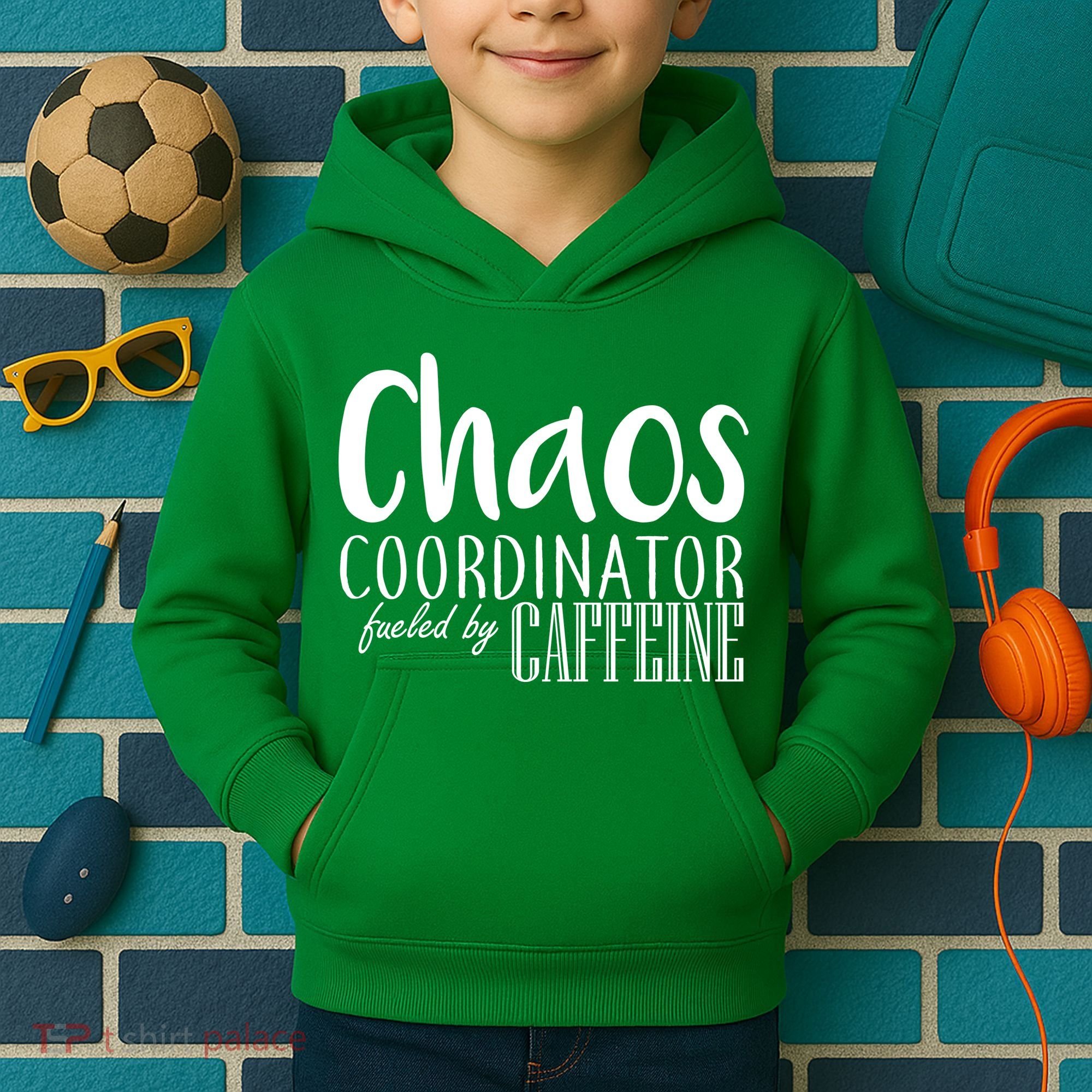 Chaos Coordinator Fueled By Caffeine Kids Hoodie